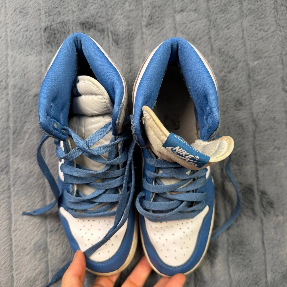 Jordan 1 Retro High OG True Blue Kids Shoes FD1437-410 White Blue Grey 6Y